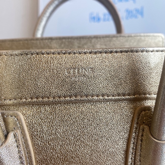 Gold Laminated Celine Nano Luggage Bag - Picture 3 of 8